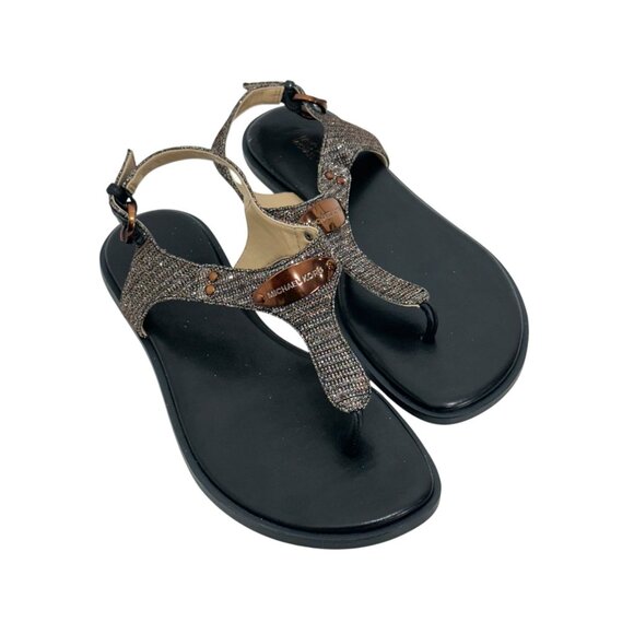Michael Kors Plate Womens Copper/silver Shimmer Thong Sandals Size 6M- NWOT - Picture 3 of 11